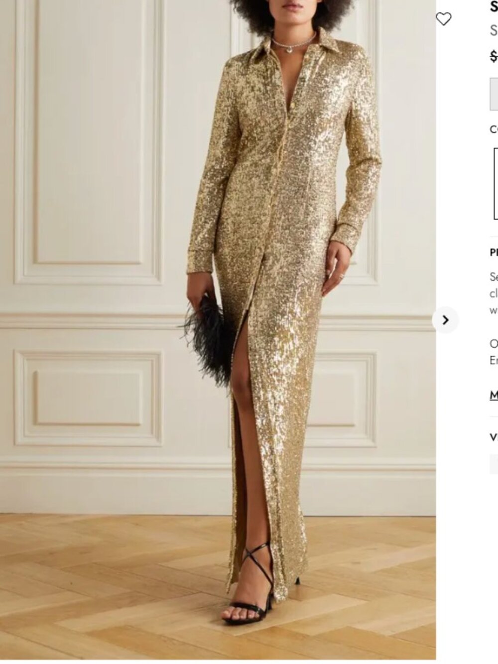 SEMSEM GOLD Sequined tulle gown NWT